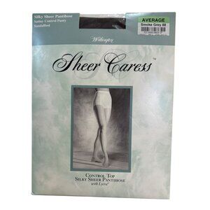 Sheer Caress Control Top Silk Sheer Pantyhose Color Smoke Grey Sandalfoot Size M